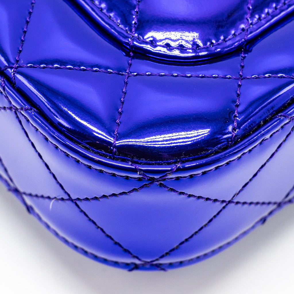CHANEL 24C MINI FLAP BAG WITH STAR COIN PURSE PATENT/CALFSKIN METALLIC PURPLE LGHW (MICROCHIP)