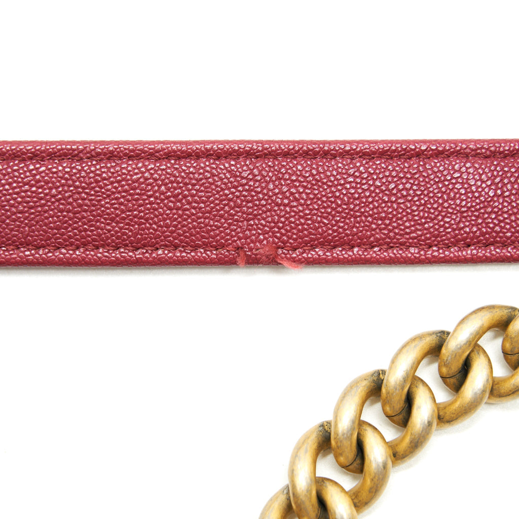 CHANEL MEDIUM BOY BAG CAVIAR RASPBERRY RED BRUSHED GHW