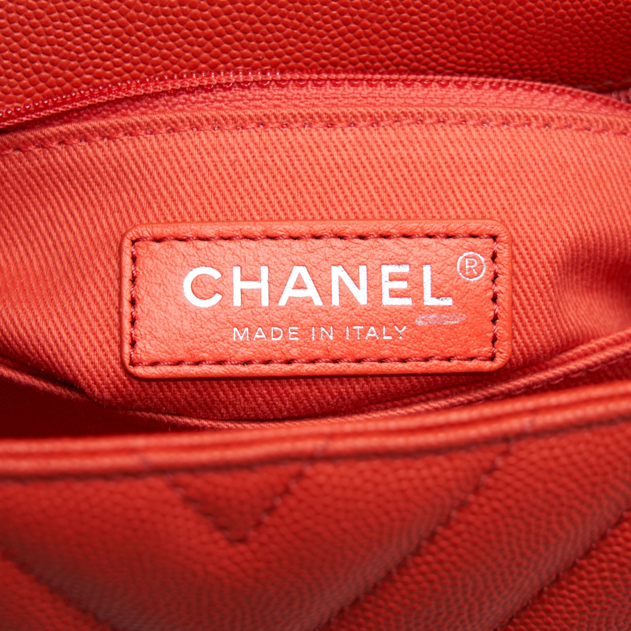 CHANEL COCO HANDLE SMALL 24CM CHEVRON CORAL RED RUTHENIUM HARDWARE