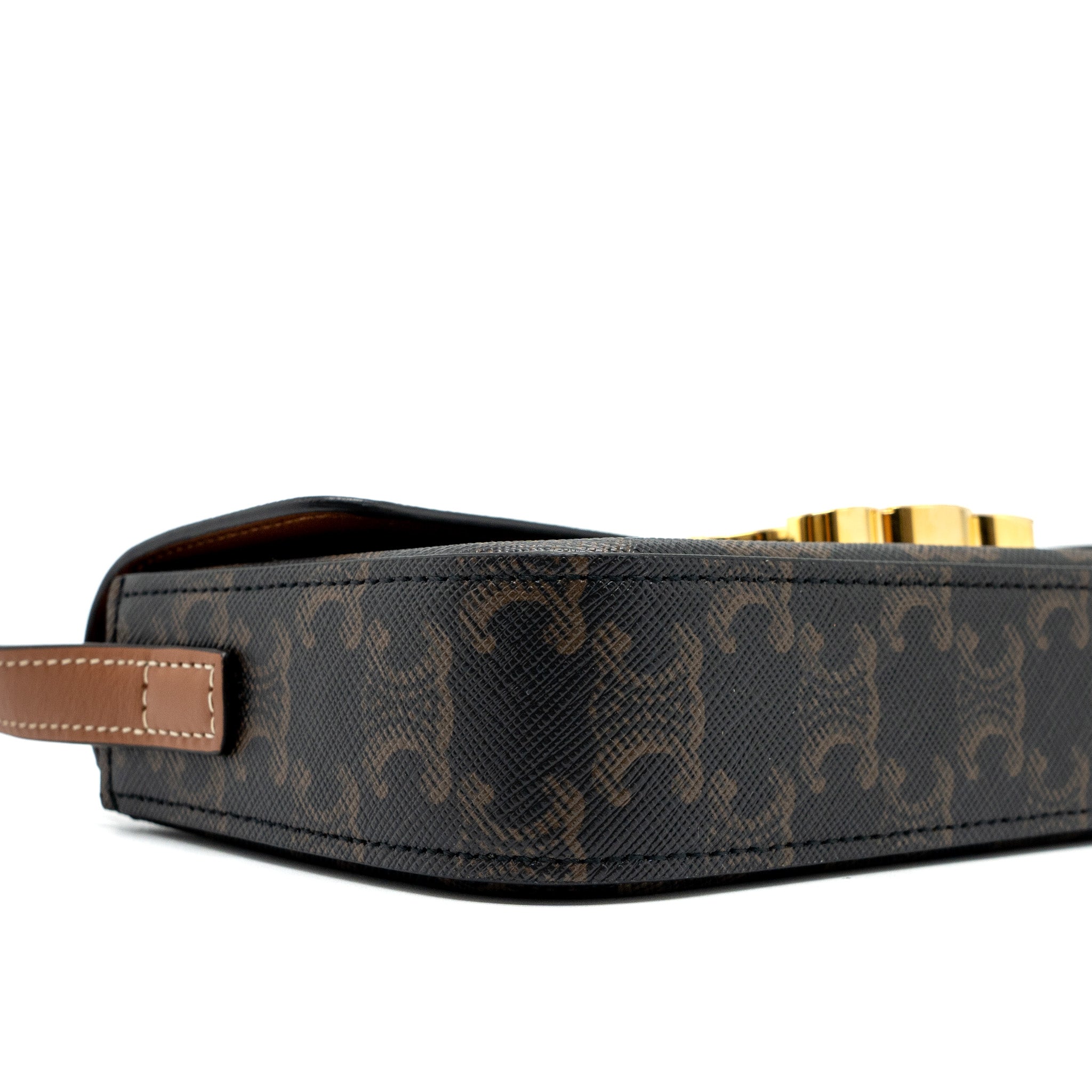 CELINE TRIOMPHE SHOUDLER BAG TRIOMPHE CANVAS/CALFSKIN TAN GHW