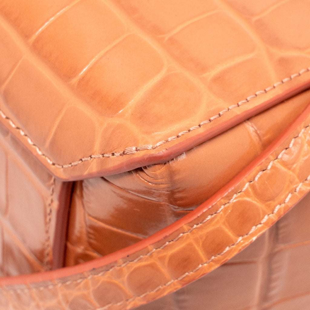 CELINE NANO BELT BAG CROC-EMBOSSED CALFSKIN LYCHEE PINK GHW