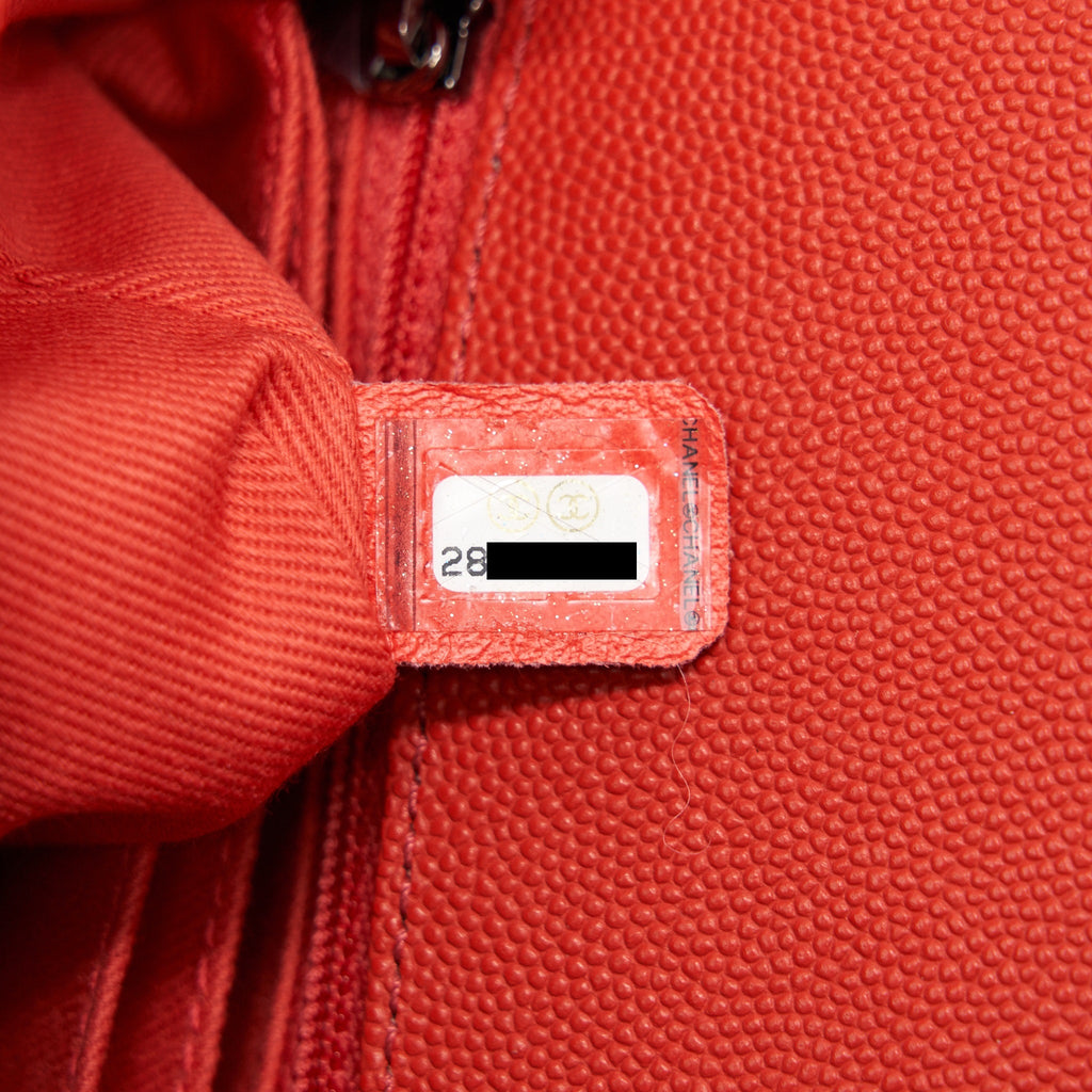 CHANEL COCO HANDLE SMALL 24CM CHEVRON CORAL RED RUTHENIUM HARDWARE