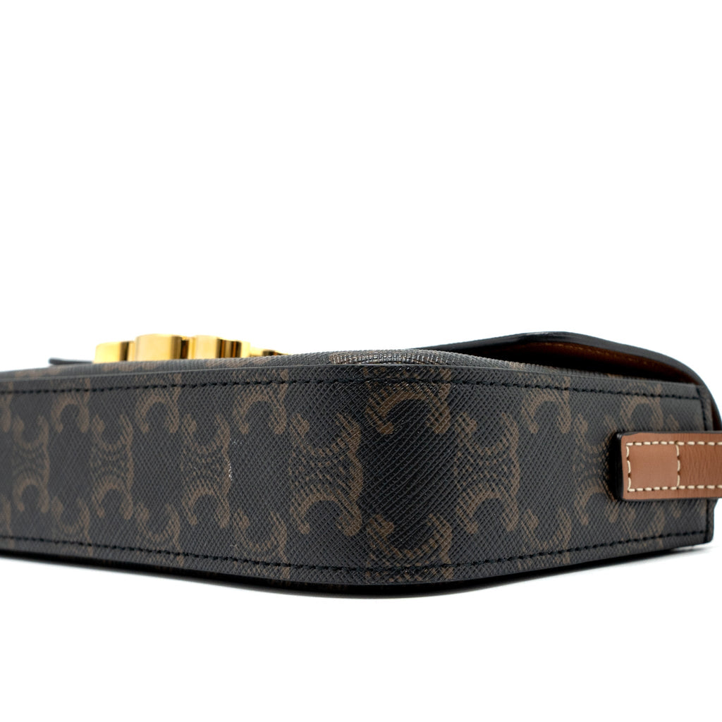 CELINE TRIOMPHE SHOUDLER BAG TRIOMPHE CANVAS/CALFSKIN TAN GHW