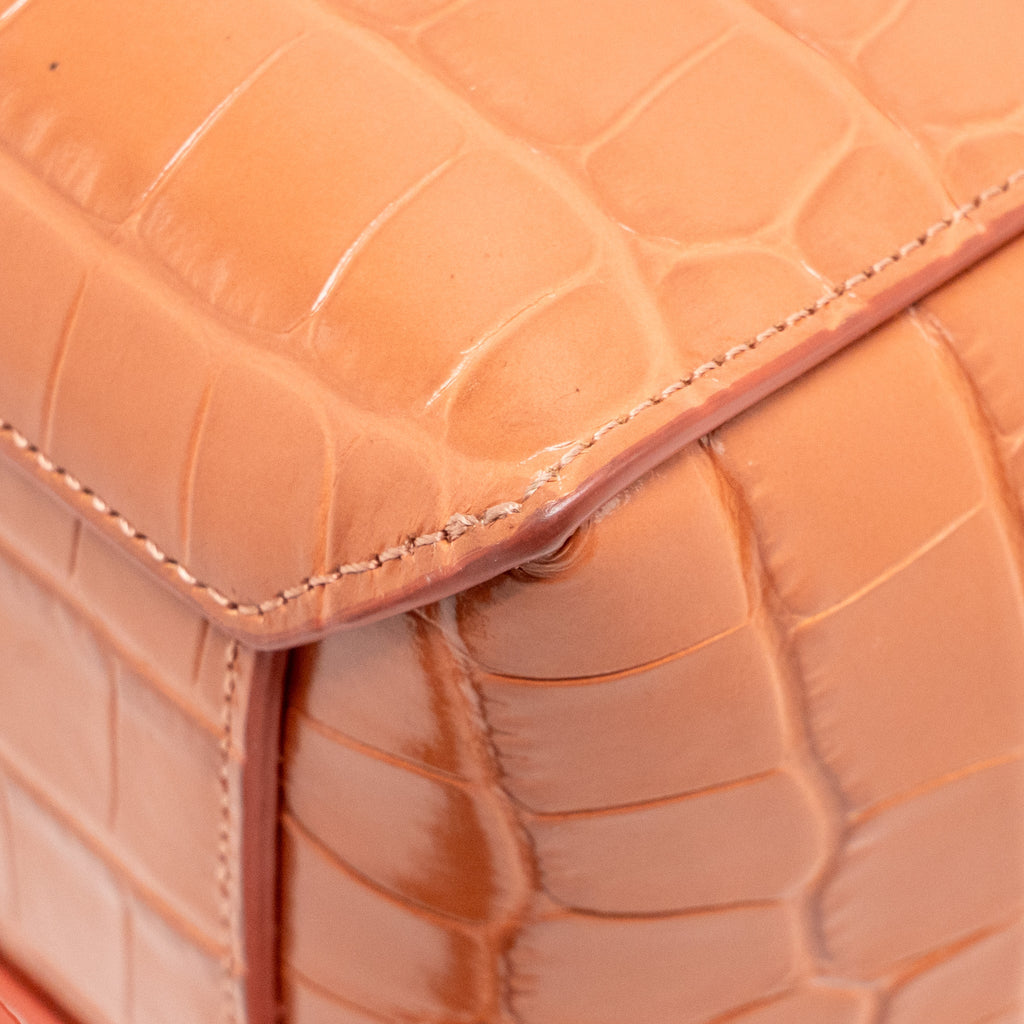 CELINE NANO BELT BAG CROC-EMBOSSED CALFSKIN LYCHEE PINK GHW