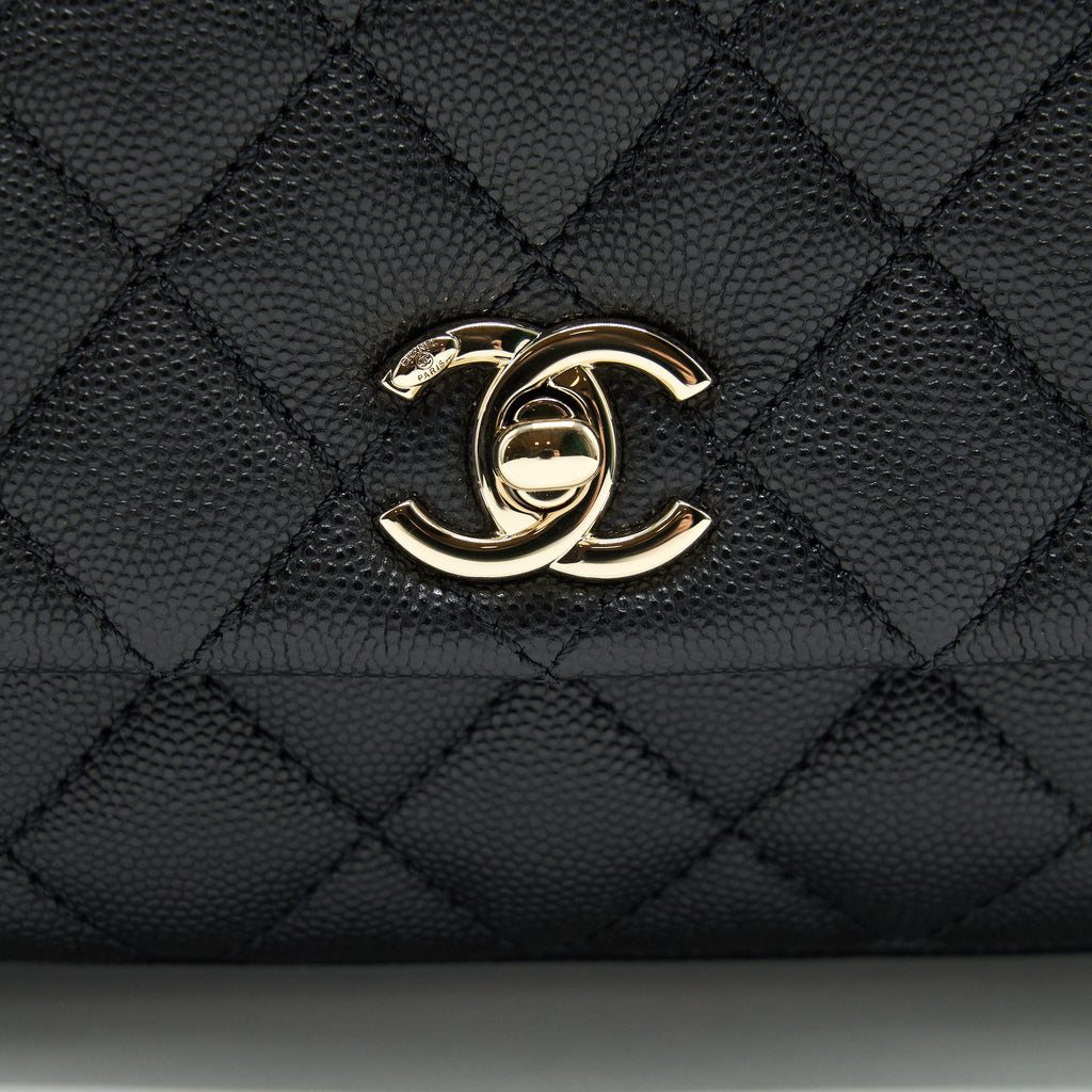 CHANEL COCO HANDLE EXTRA MINI BLACK EMBOSSED HANDLE LGHW