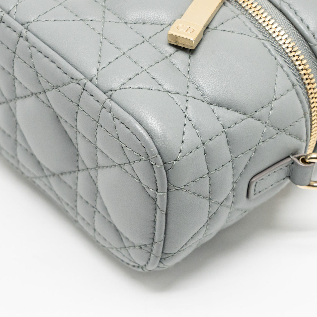 DIOR MICRO LADY DIOR VANITY CASE LAMBSKIN BLUE LGHW