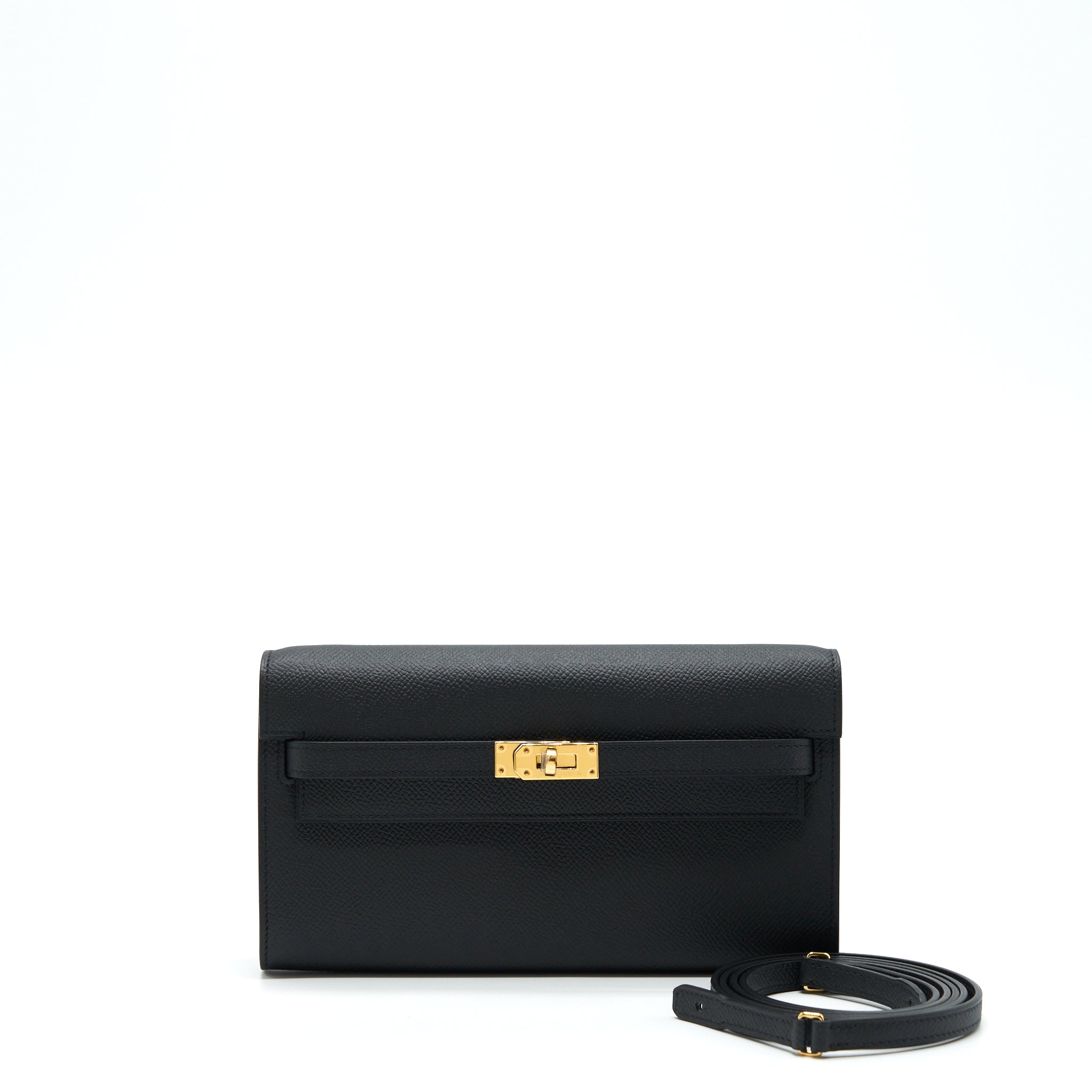 HERMES CLASSIC KELLY TO GO EPSOM BLACK GHW