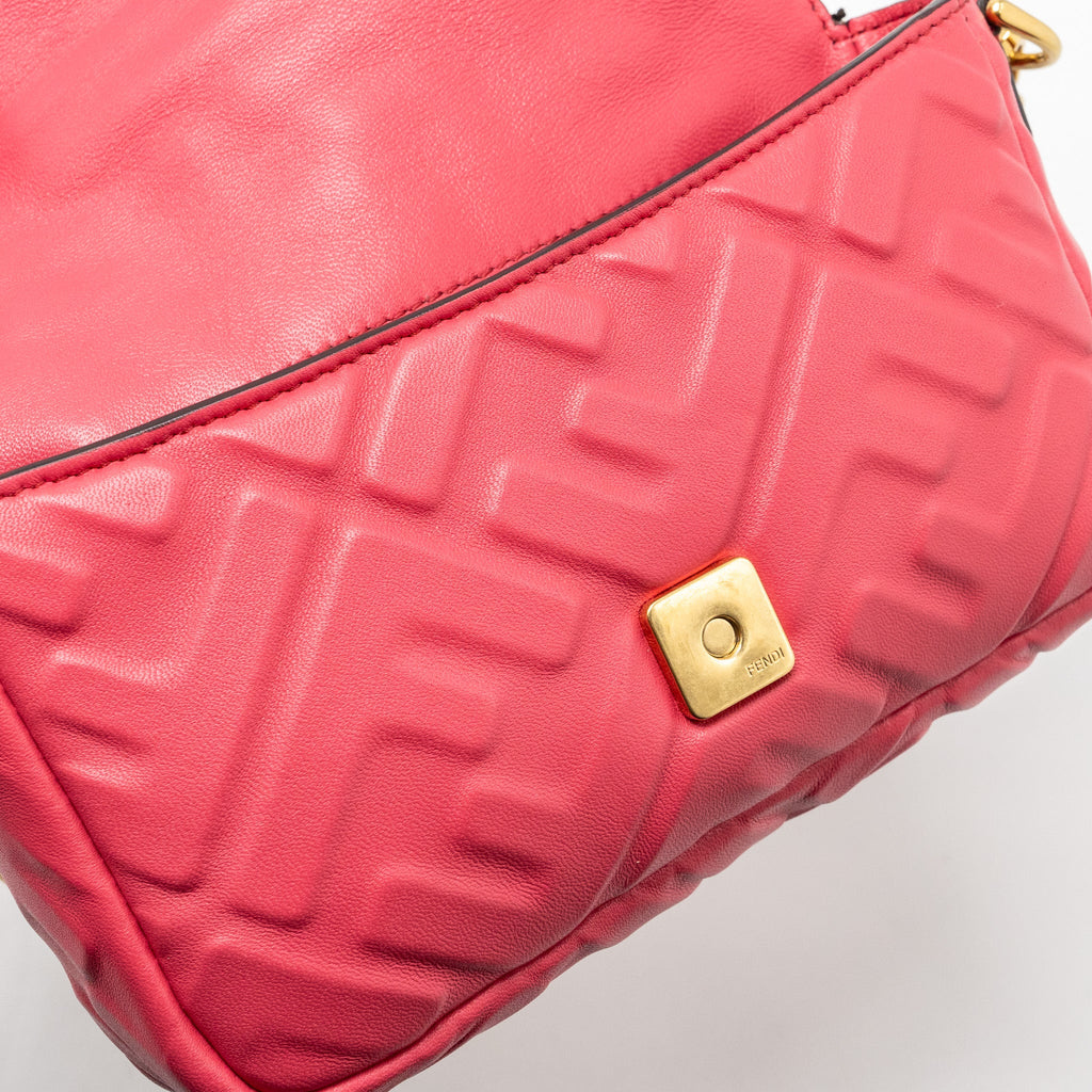 FENDI MINI BAGUETTE BAG NAPPA LAMBSKIN PINK GHW