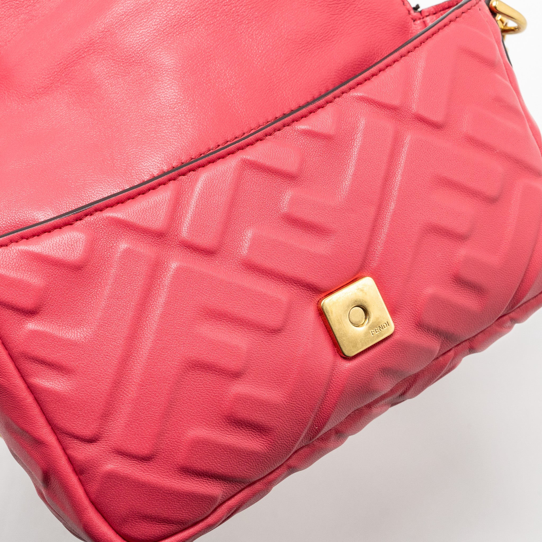 FENDI MINI BAGUETTE BAG NAPPA LAMBSKIN PINK GHW