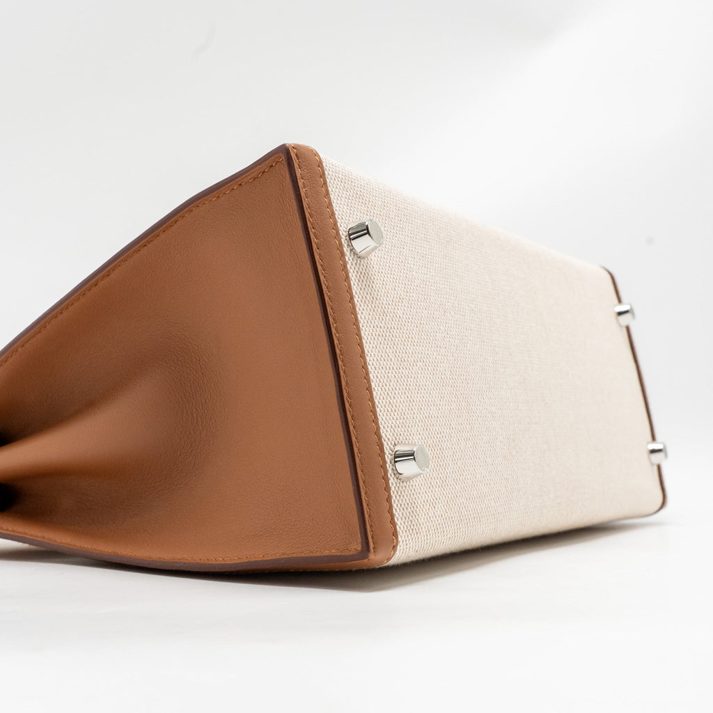 HERMES KELLY 28 TOILE H/SWIFT ECRU/GOLD SHW