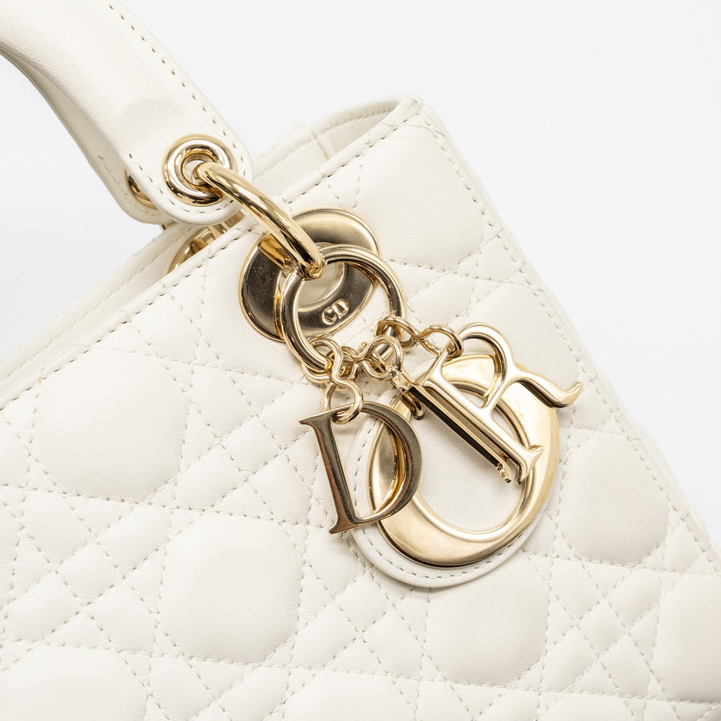 DIOR SMALL LADY MY ABCDIOR LAMBSKIN WHITE LGHW