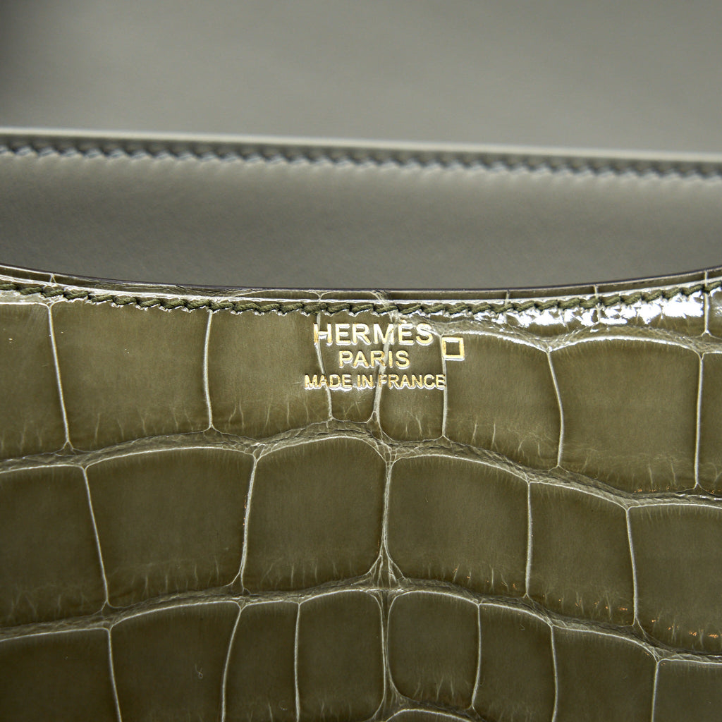 HERMES CONSTANCE 24 ALLIGATOR 81 GRIS TOURTERELLE GHW