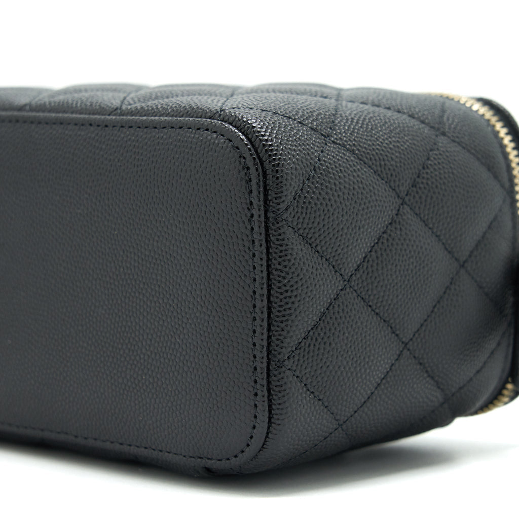 CHANEL SMALL LONG VANITY WITH CHAIN CAVIAR  BLACK LGHW