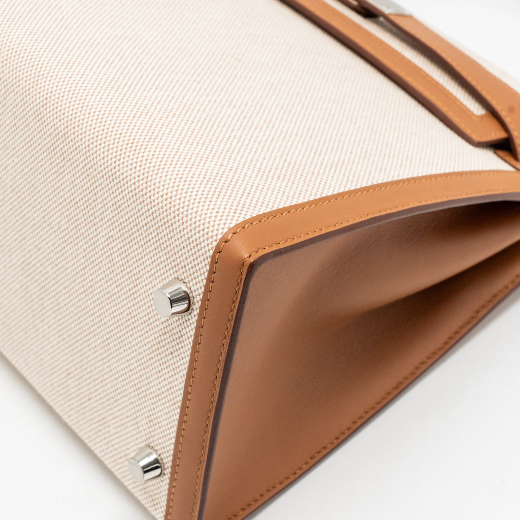 HERMES KELLY 28 TOILE H/SWIFT ECRU/GOLD SHW