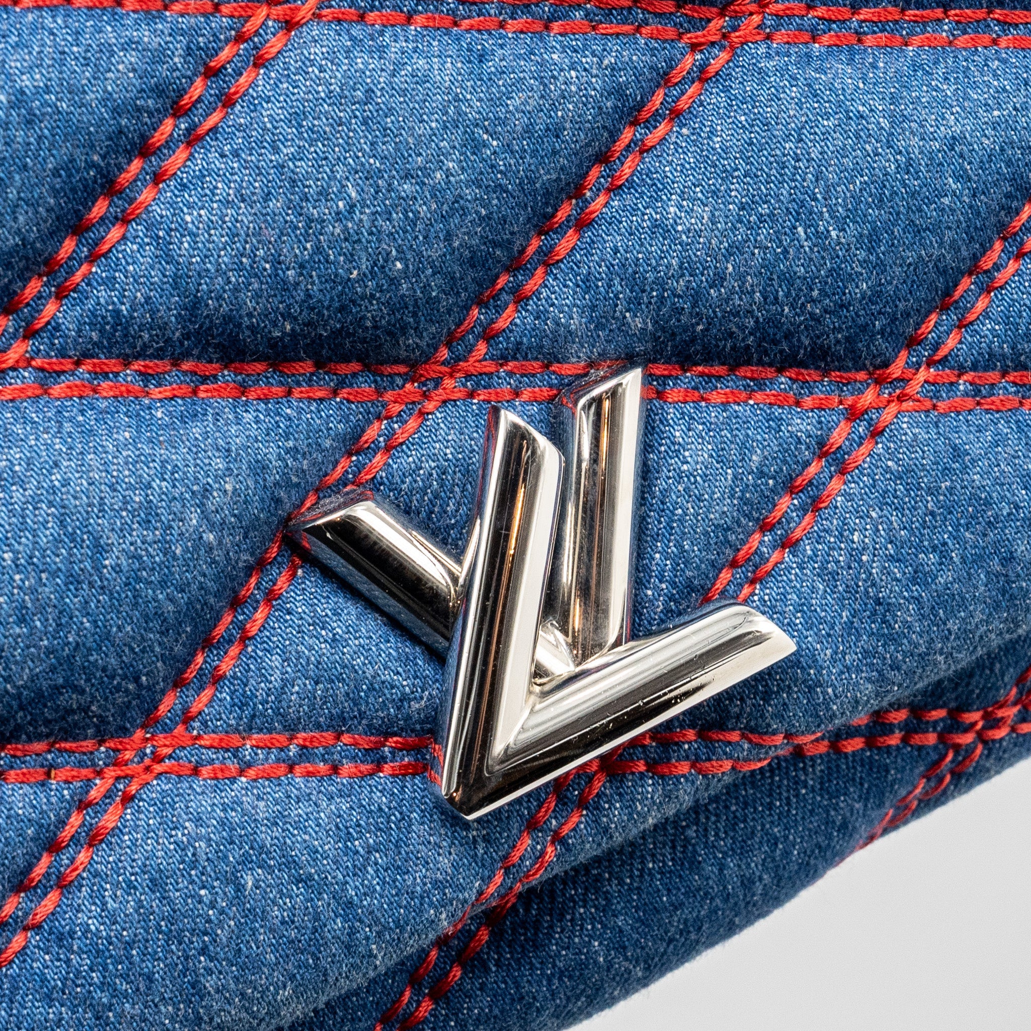 LOUIS VUITTON MALLETAHE GO-14 MM BAG DENIM/LEATHER BLUE/RED SHW
