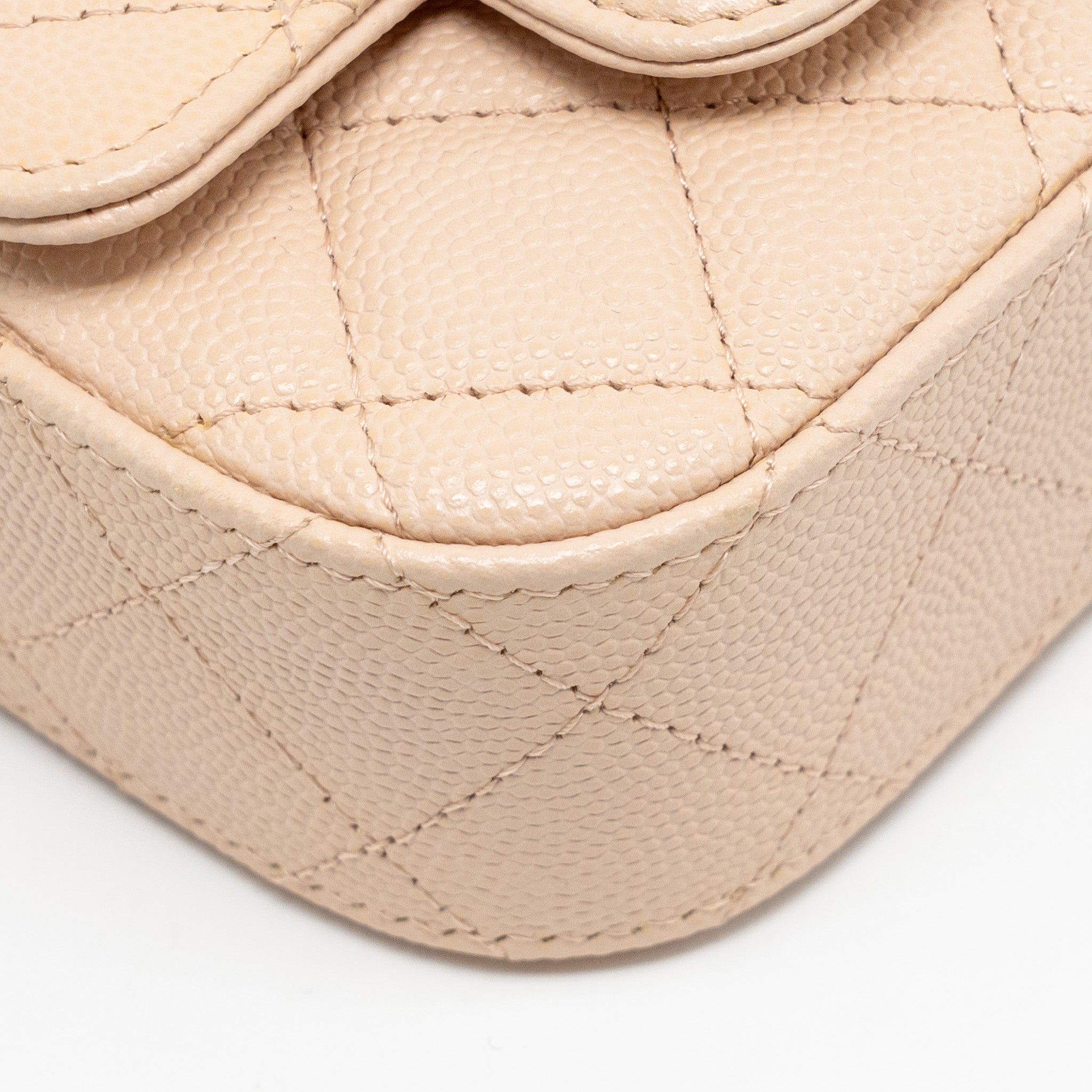 CHANEL MINI CLUTCH WITH CHAIN CAVIAR BEIGE LGHW