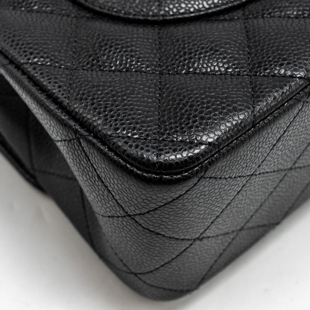 CHANEL JUMBO CLASSIC DOUBLE FLAP BAG CAVIAR BLACK SHW