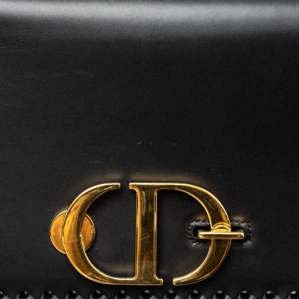 DIOR 30 MONTAIGNE FLAP BAG CALFSKIN BLACK GHW
