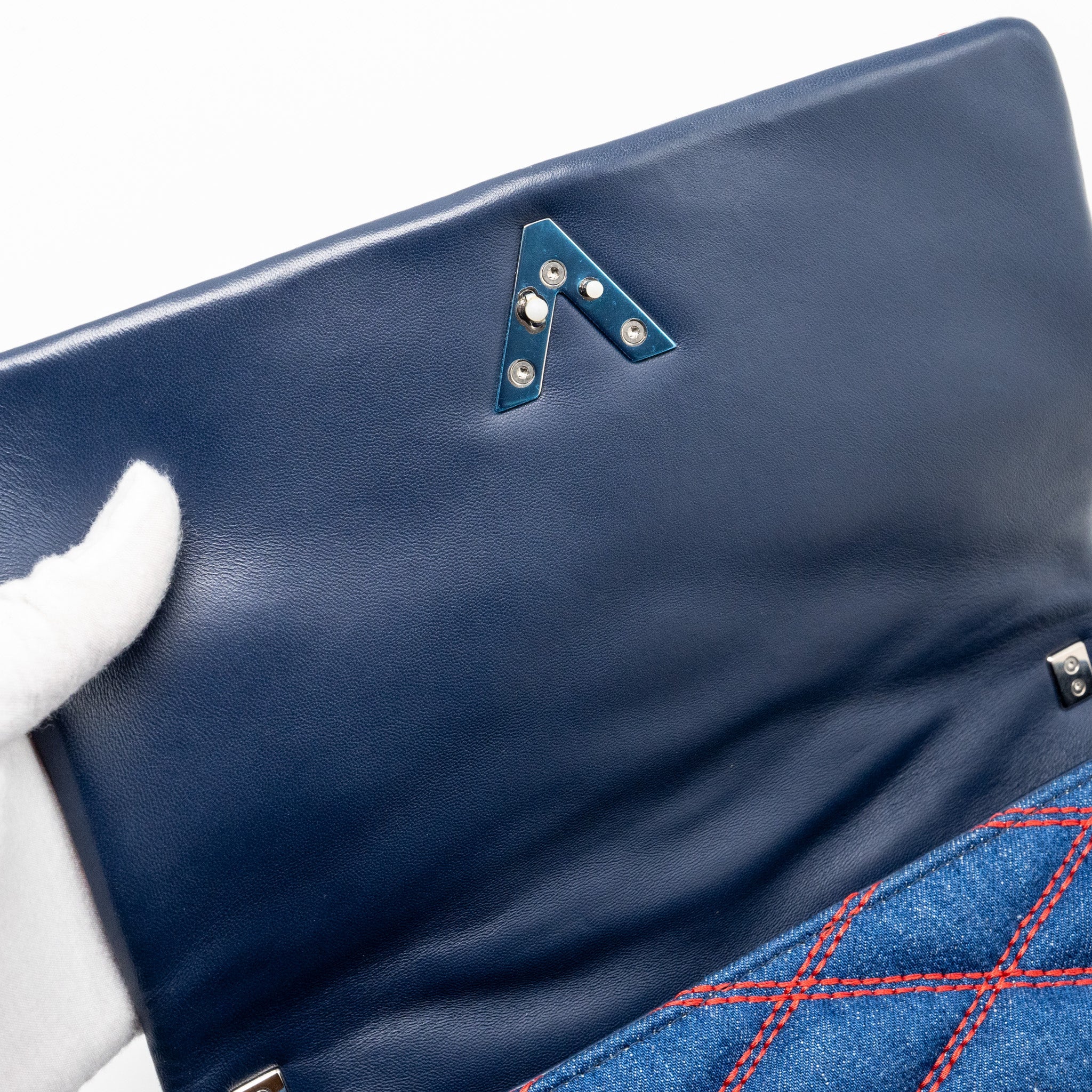 LOUIS VUITTON MALLETAHE GO-14 MM BAG DENIM/LEATHER BLUE/RED SHW