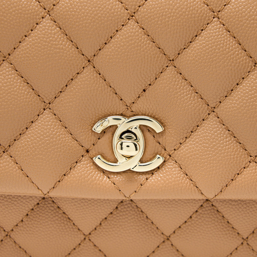 CHANEL SMALL COCO HANDLE CAVIAR BROWN GHW