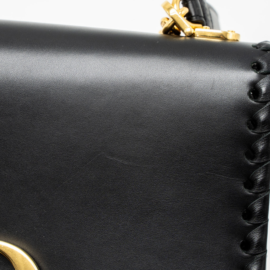DIOR 30 MONTAIGNE FLAP BAG CALFSKIN BLACK GHW