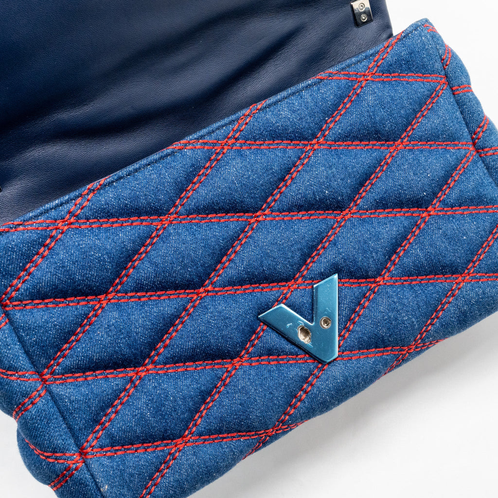 LOUIS VUITTON MALLETAHE GO-14 MM BAG DENIM/LEATHER BLUE/RED SHW
