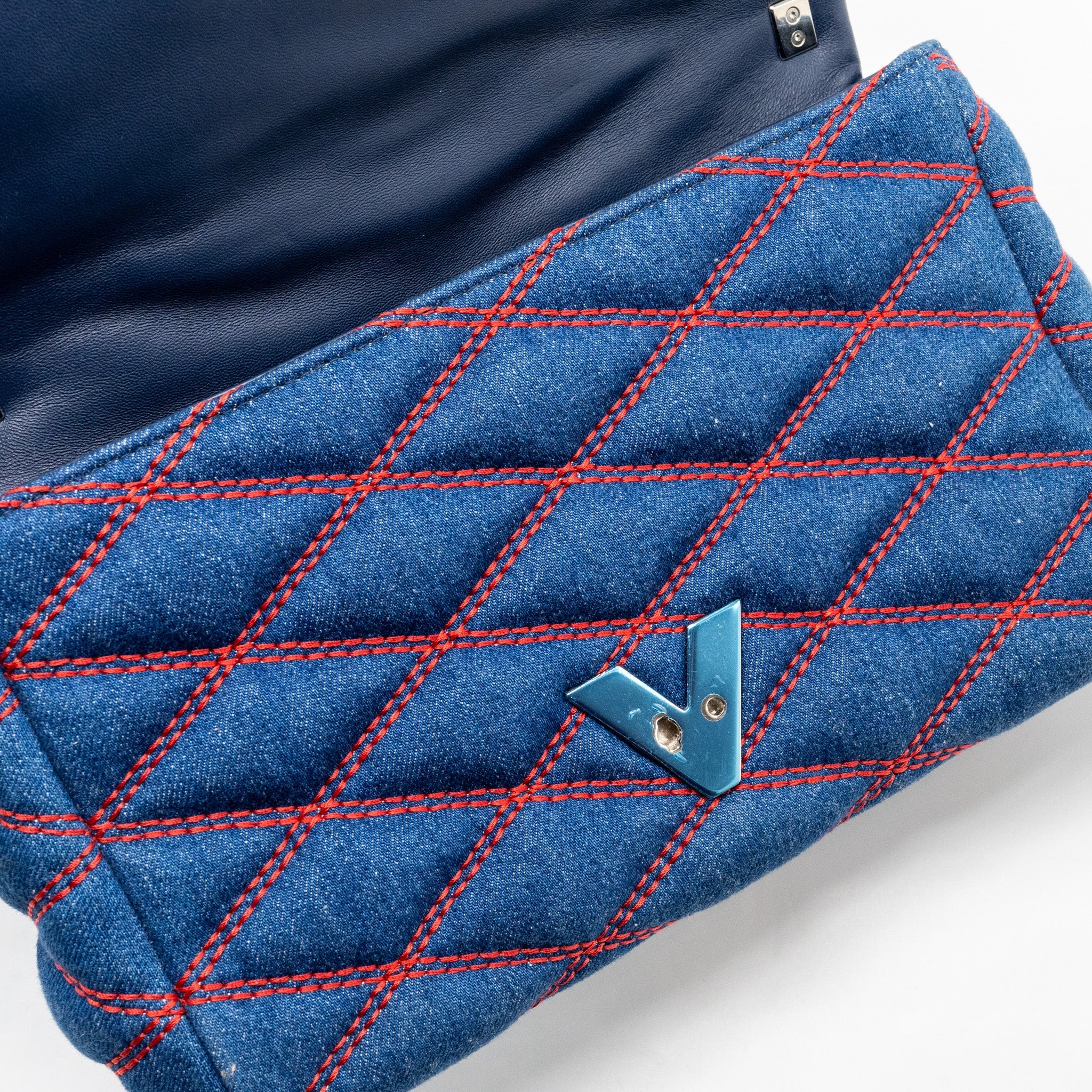 LOUIS VUITTON MALLETAHE GO-14 MM BAG DENIM/LEATHER BLUE/RED SHW
