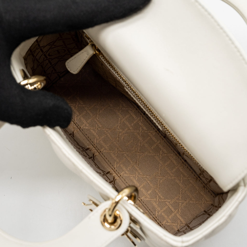 DIOR SMALL LADY MY ABCDIOR LAMBSKIN WHITE LGHW