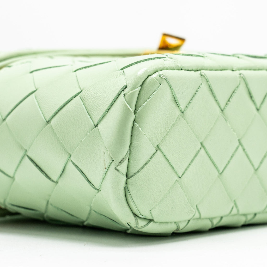 BOTTEGA VENETA BANG BANG VANITY CASE CALFSKIN LIGHT GREEN GHW