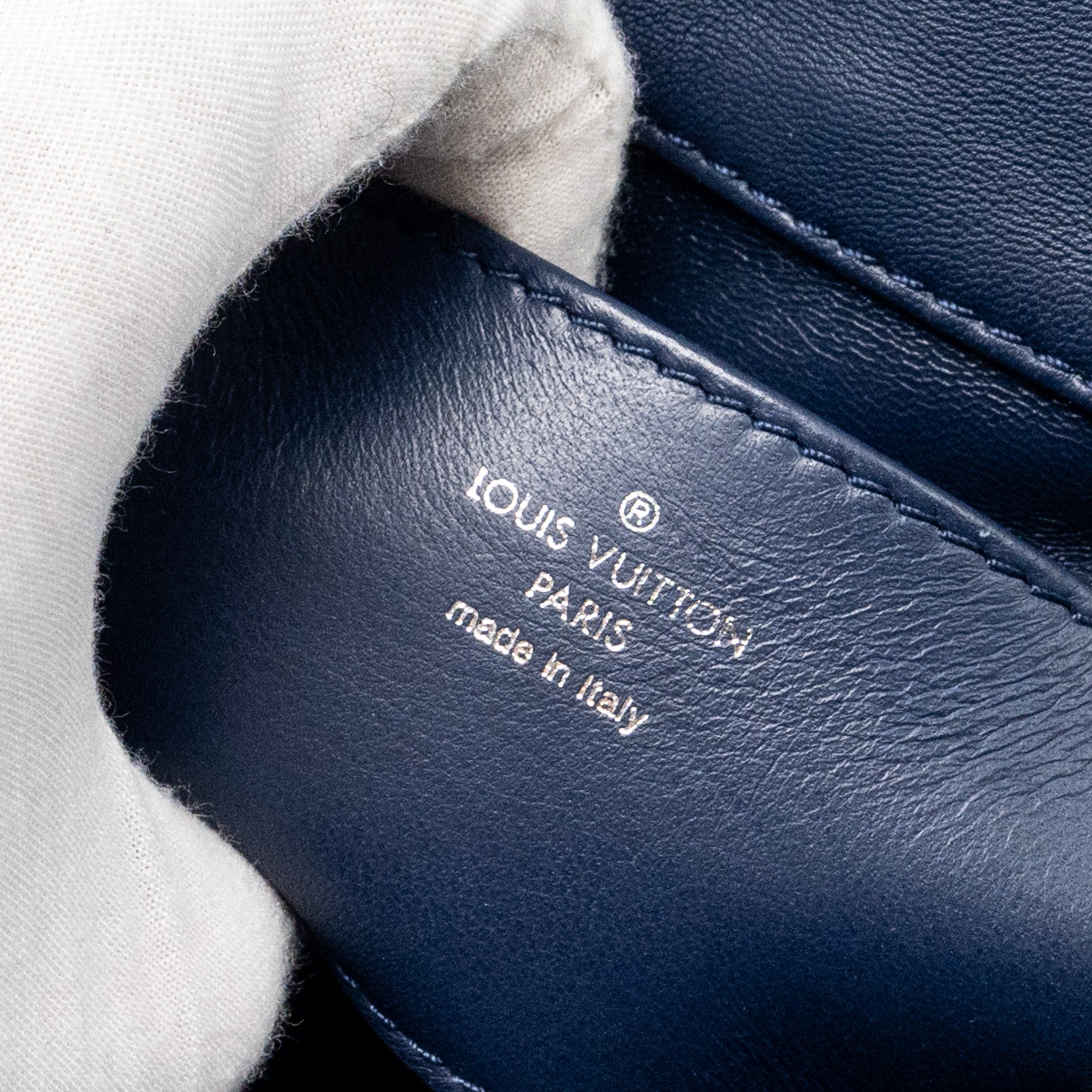 LOUIS VUITTON MALLETAHE GO-14 MM BAG DENIM/LEATHER BLUE/RED SHW