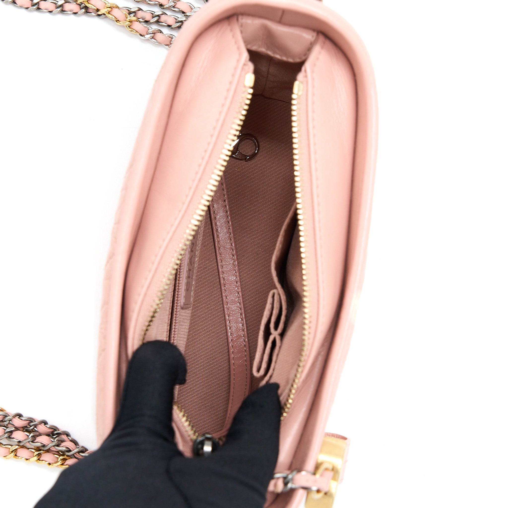 CHANEL SMALL GABRIELLE HOBO BAG CALFSKIN LIGHT PINK MULTICOLOUR HARDWARE