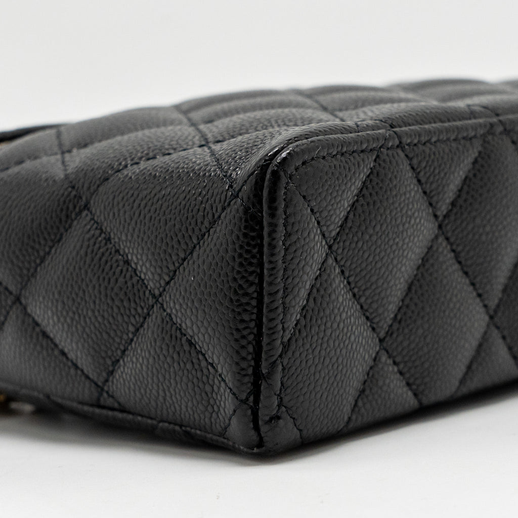 CHANEL CC TOP HANDLE VANITY BAG CAVIAR BLACK LGHW (MICROCHIP)
