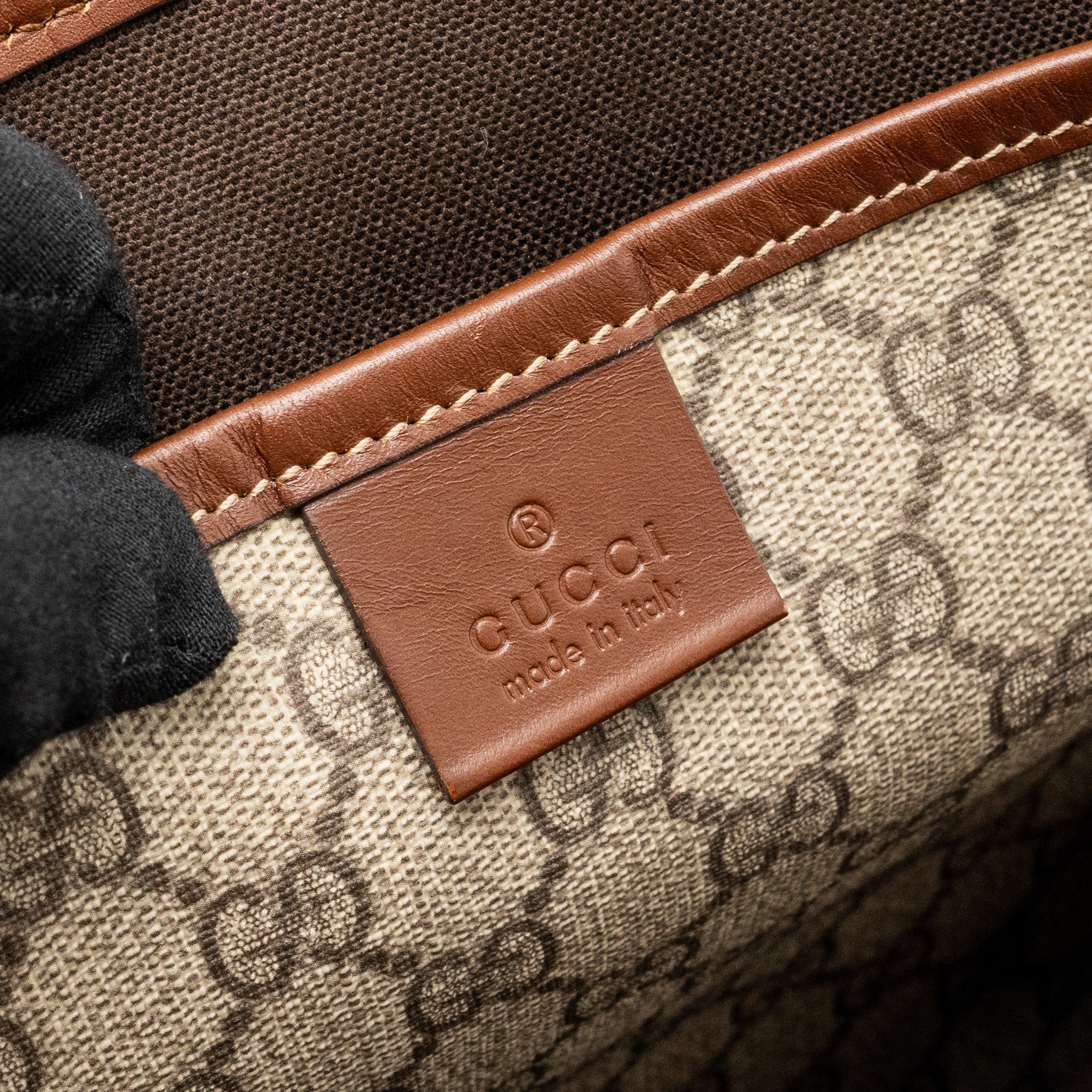 GUCCI LARGE SHOPPING TOTE BAG GG SUPREME CANVAS / BROWN GHW
