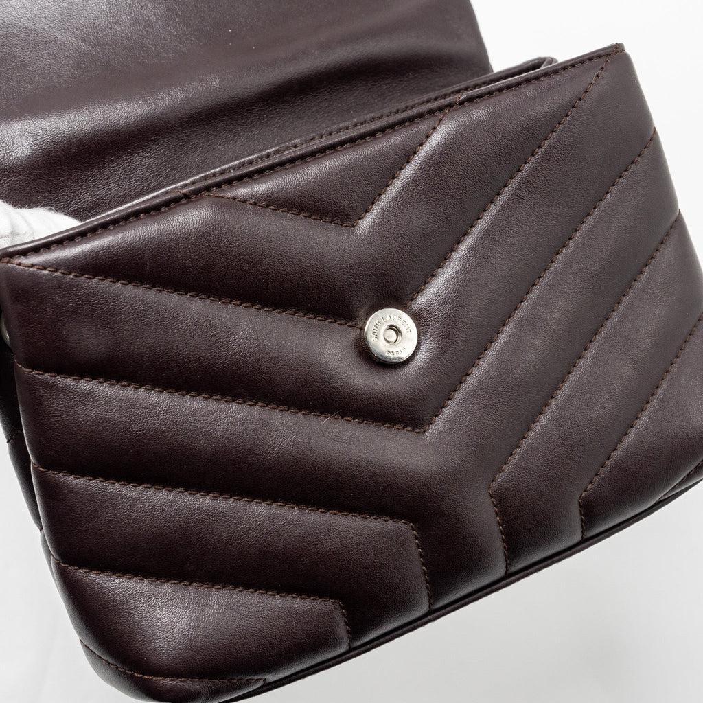 SAINT LAURENT/YSL LOULOU TOY STRAP BAG CALFSKIN BROWN SHW