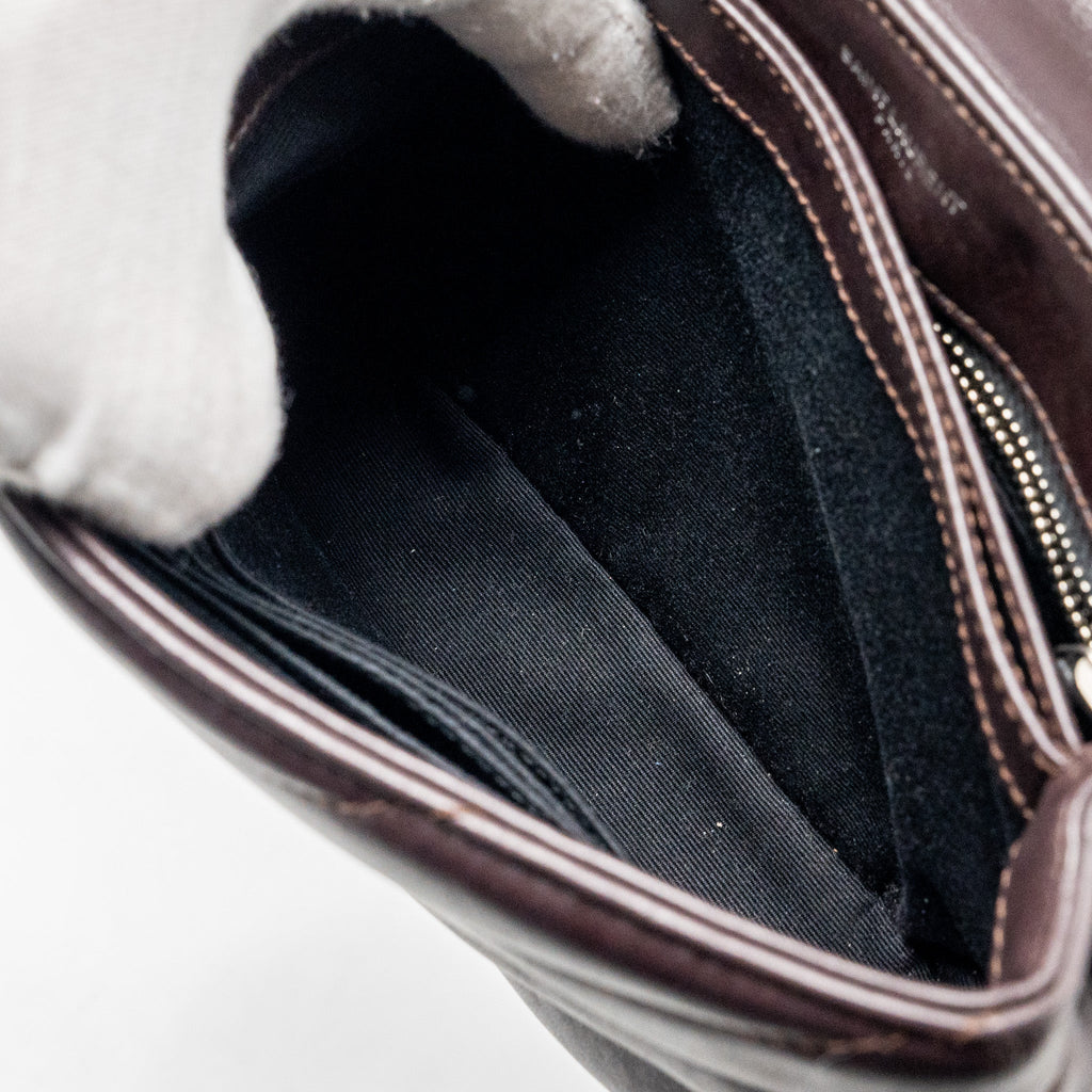 SAINT LAURENT/YSL LOULOU TOY STRAP BAG CALFSKIN BROWN SHW