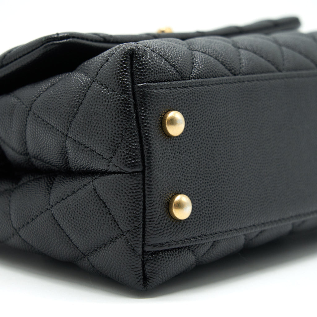 CHANEL MINI COCO HANDLE CAVIAR LEATHER WITH PYTHON HANDLE BLACK GHW