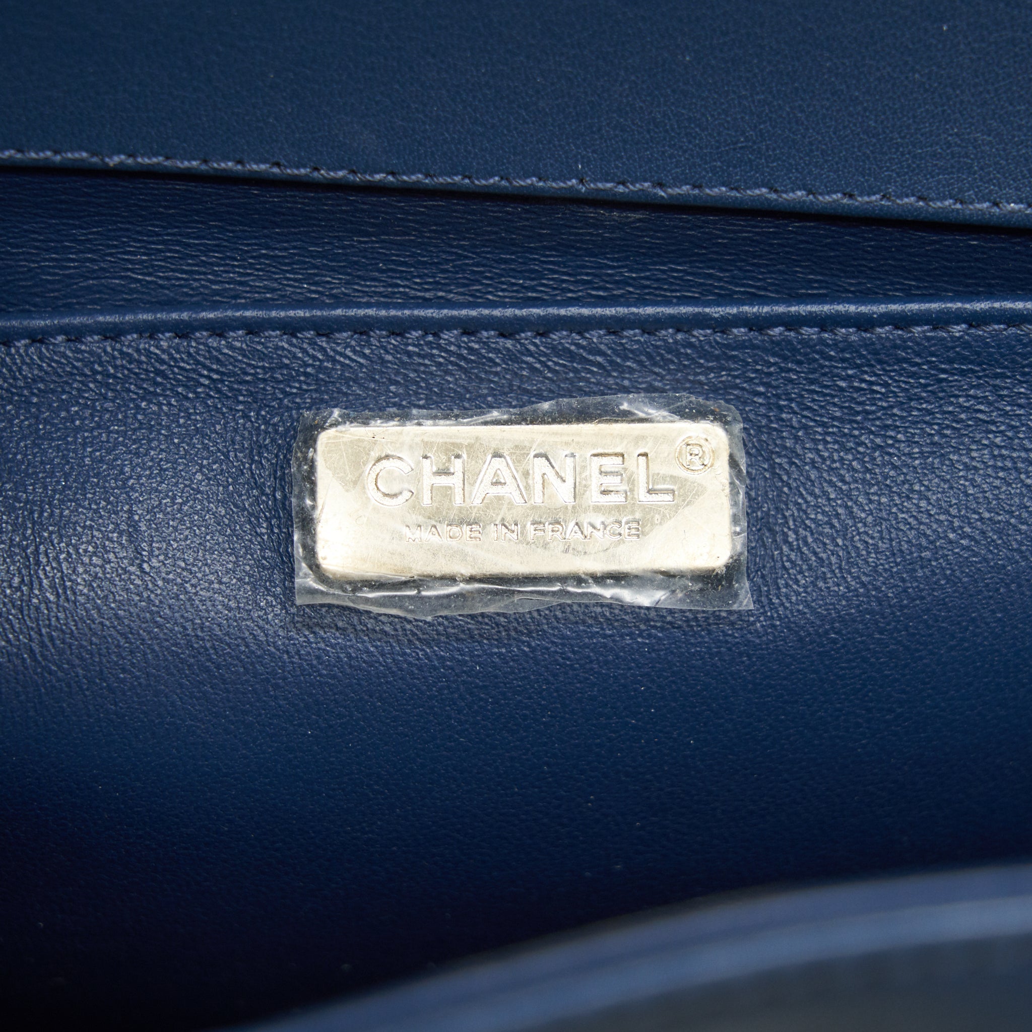CHANEL MEDIUM BOY FLAP BAG PYTHON LEATHER BLUE LGHW