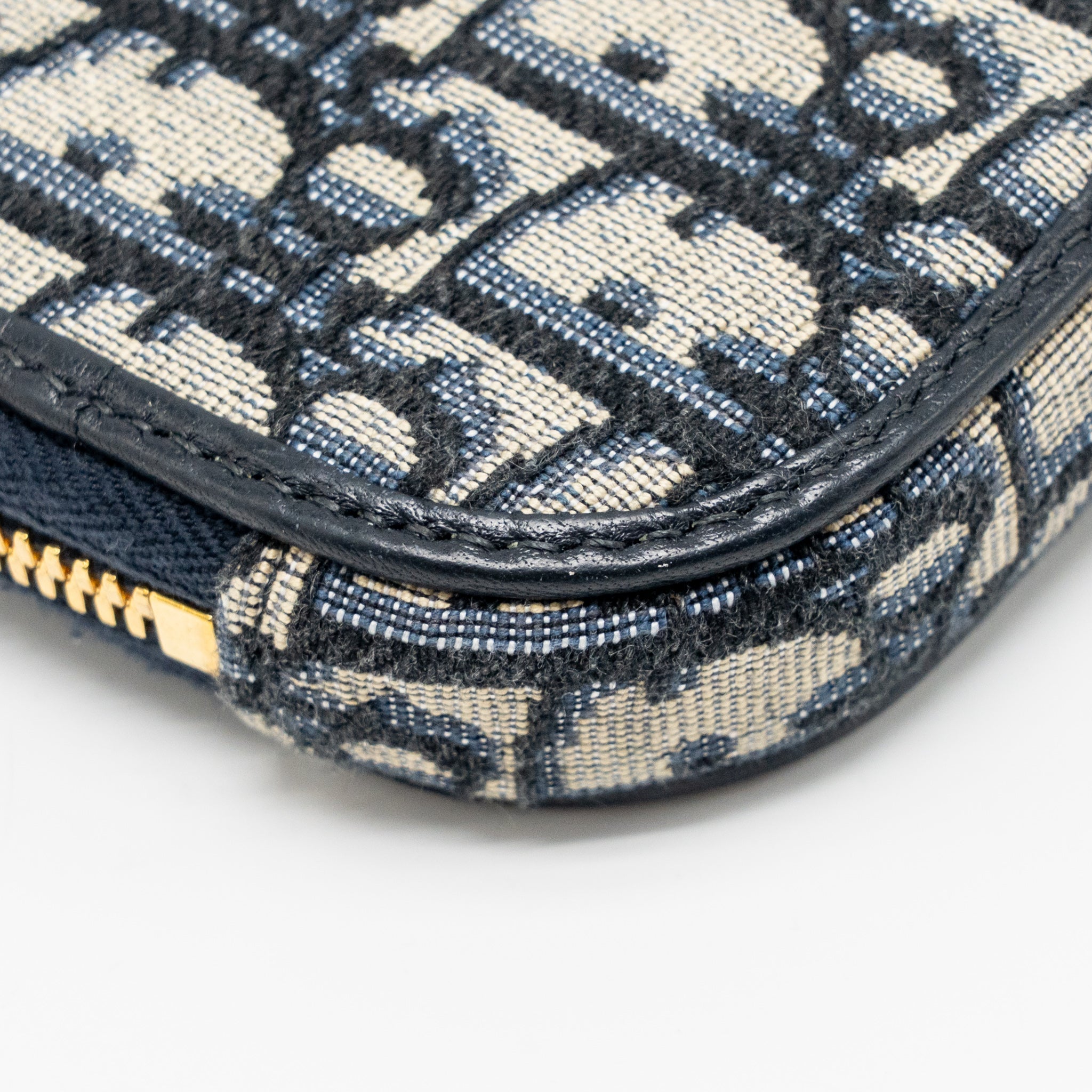 DIOR 30 MONTAIGNE PHONE POUCH OBLIQUE JACQUARD CANVAS NAVY GHW