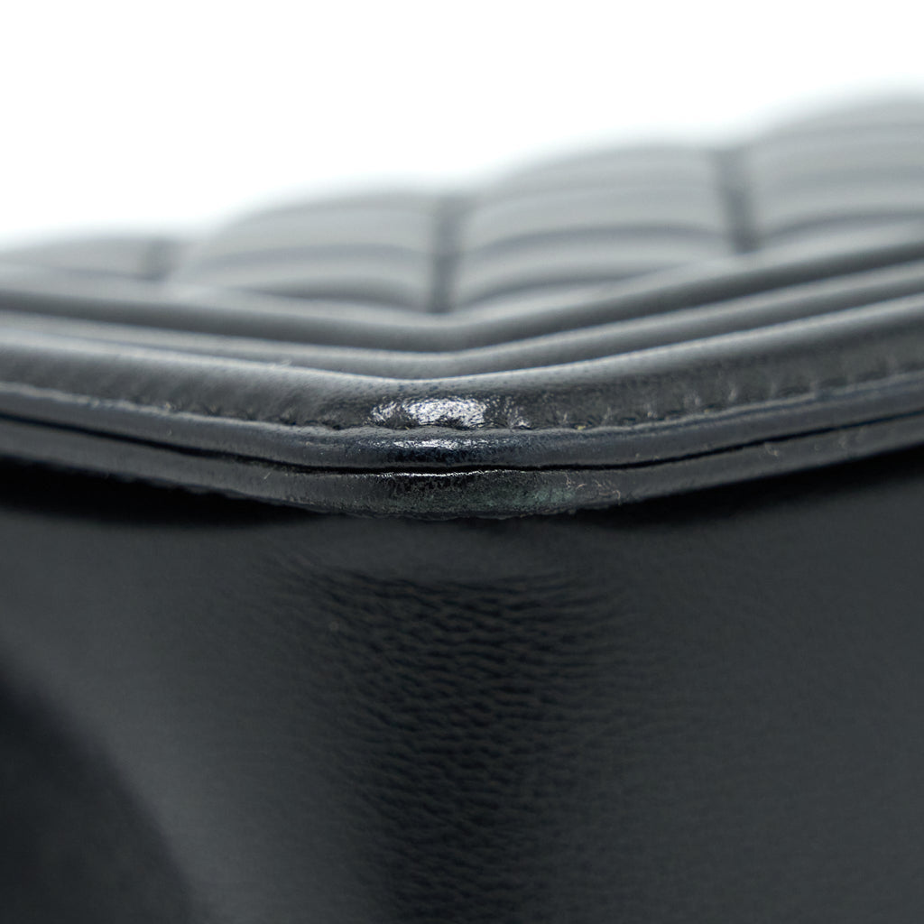 CHANEL MEDIUM BOY BAG LAMBSKIN BLACK RUTHENIUM SHW