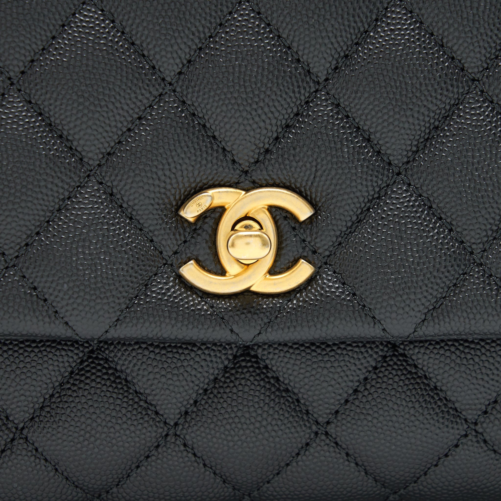 CHANEL MINI COCO HANDLE CAVIAR LEATHER WITH PYTHON HANDLE BLACK GHW