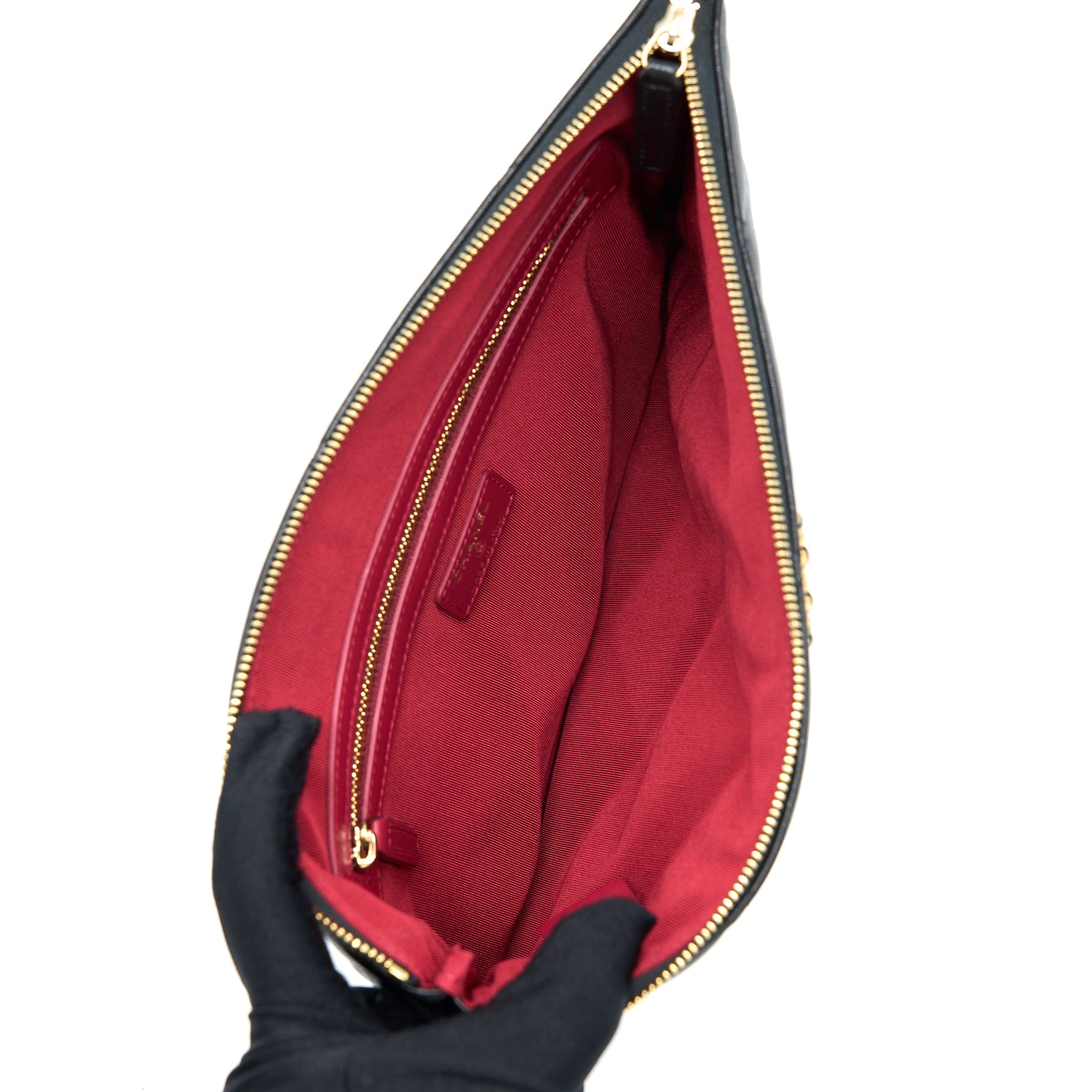 CHANEL 19 CLUTCH LAMBSKIN BLACK GHW