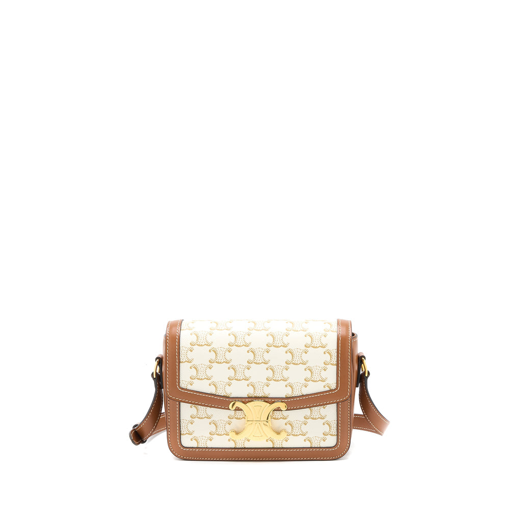 CELINE TEEN TRIOMPHE BAG TRIOMPHE CANVAS/CALFSKIN WHITE GHW