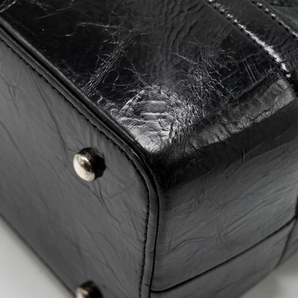 CHANEL LARGE QUILTED SHOULDER BAG CALFSKIN BLACK SHW