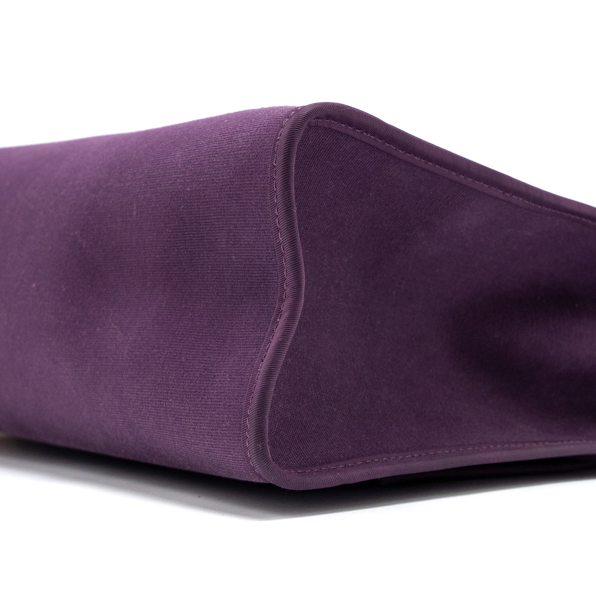 HERMES HERBAG 31 ZIP BAG CANVAS/HUNTER LEATHER PURPLE SHW
