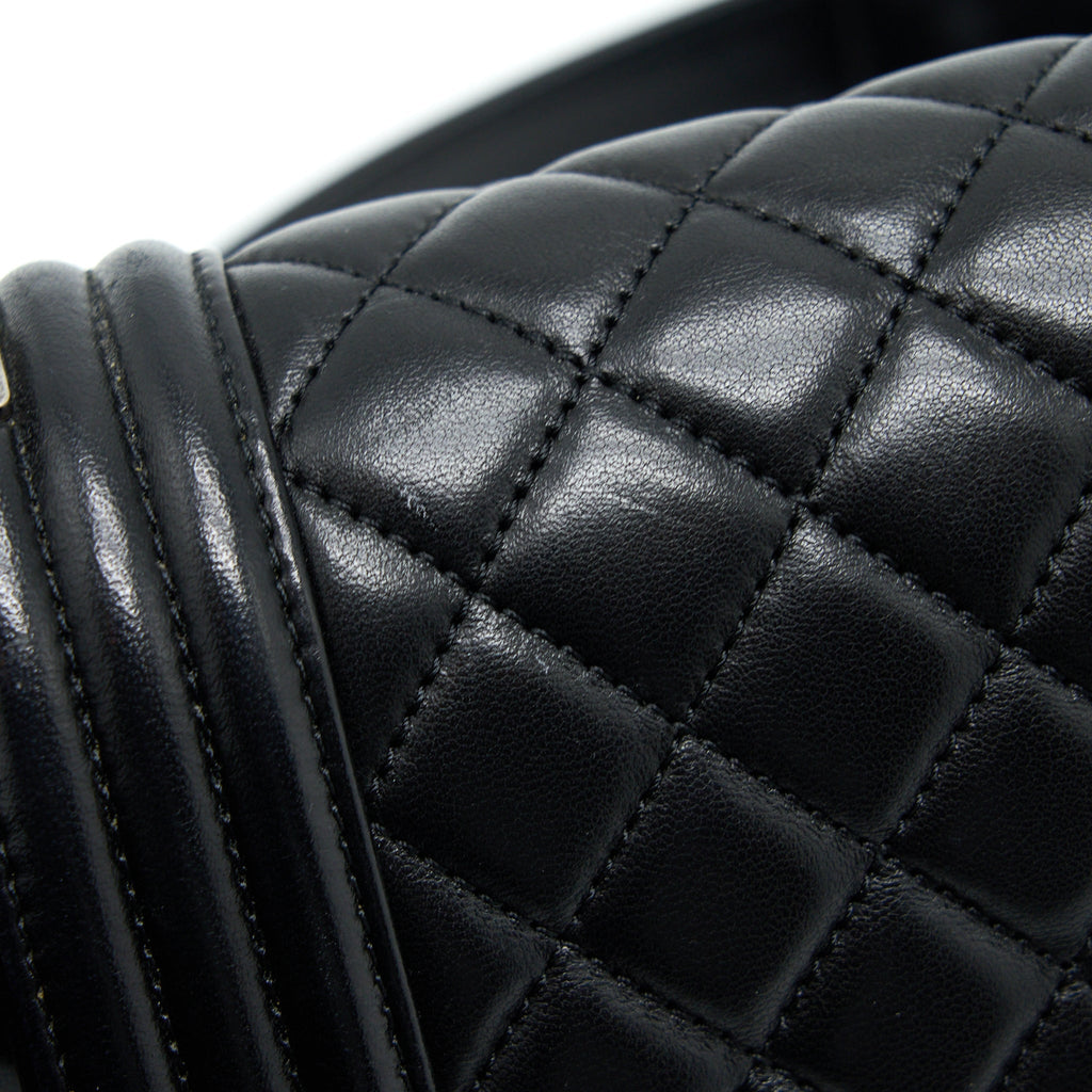 CHANEL MEDIUM BOY BAG LAMBSKIN BLACK RUTHENIUM SHW