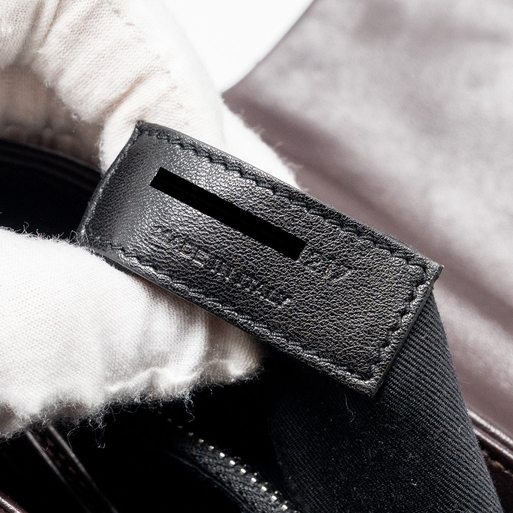 SAINT LAURENT/YSL LOULOU TOY STRAP BAG CALFSKIN BROWN SHW