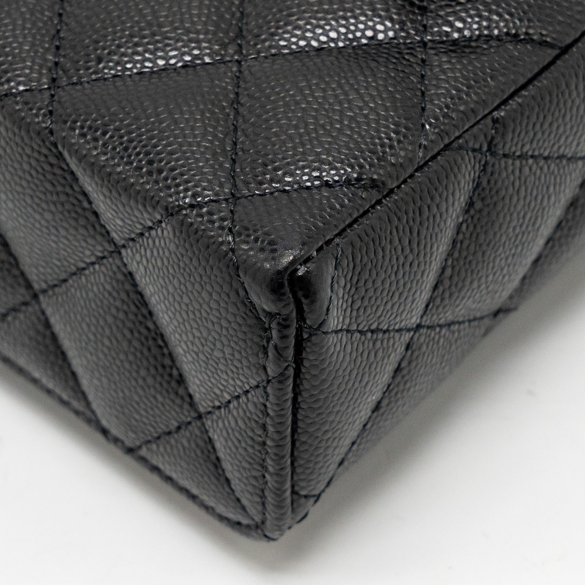CHANEL CC TOP HANDLE VANITY BAG CAVIAR BLACK LGHW (MICROCHIP)