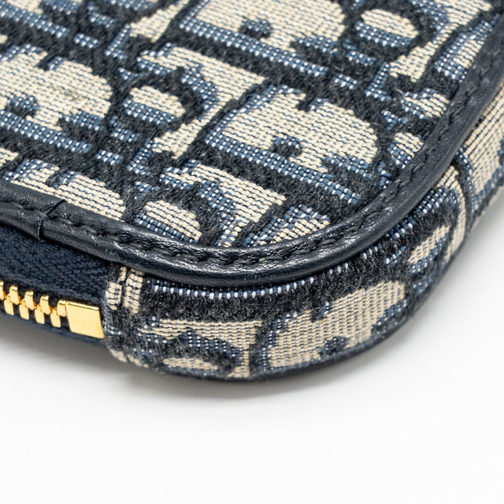 DIOR 30 MONTAIGNE PHONE POUCH OBLIQUE JACQUARD CANVAS NAVY GHW