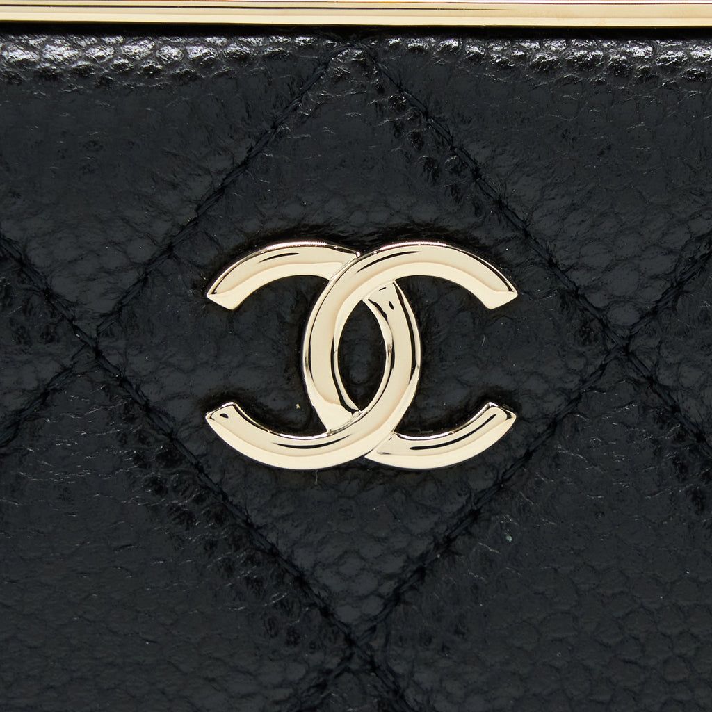 CHANEL VERTICAL EVENING CHAIN BAG CAVIAR BLACK LGHW (MICROCHIP)