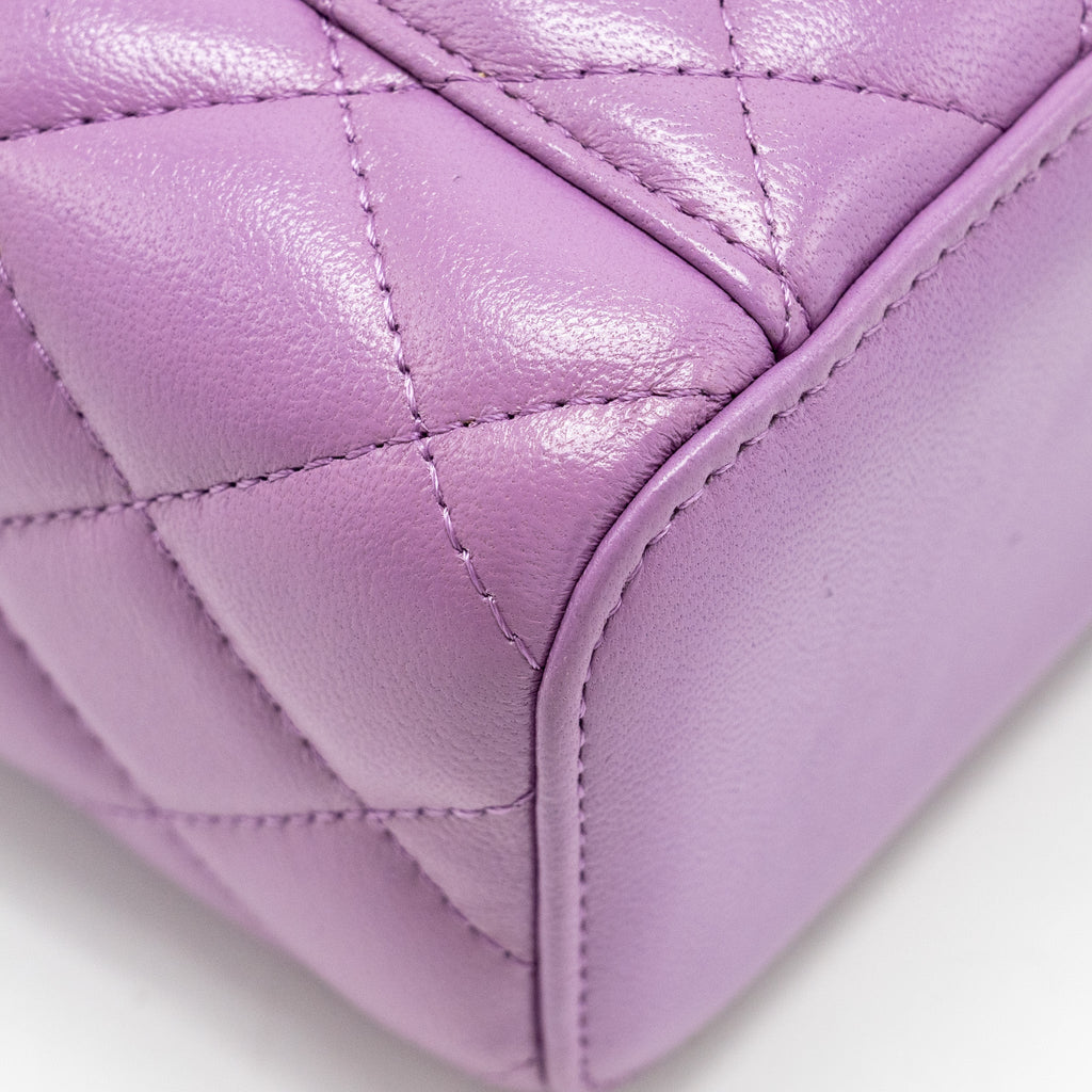 CHANEL PEARL CRUSH MINI VANITY WITH CHAIN LAMBSKIN PURPLE GHW
